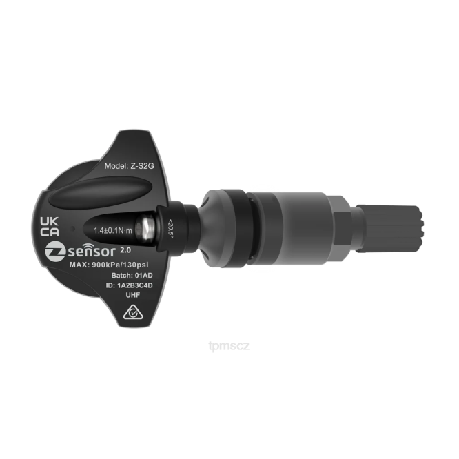 TPMS Senzor | saab oe náhradní snímač tpms - oe p/n 13598775, 13327259 frekvence 433 MHz 8D6F1172 kovový dřík ventilu - tmavě šedý